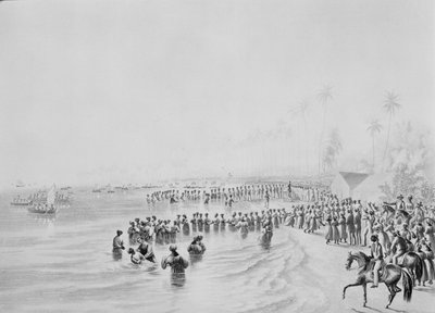 The Ordinance of Baptism in Jamaica, 1842 by George Baxter